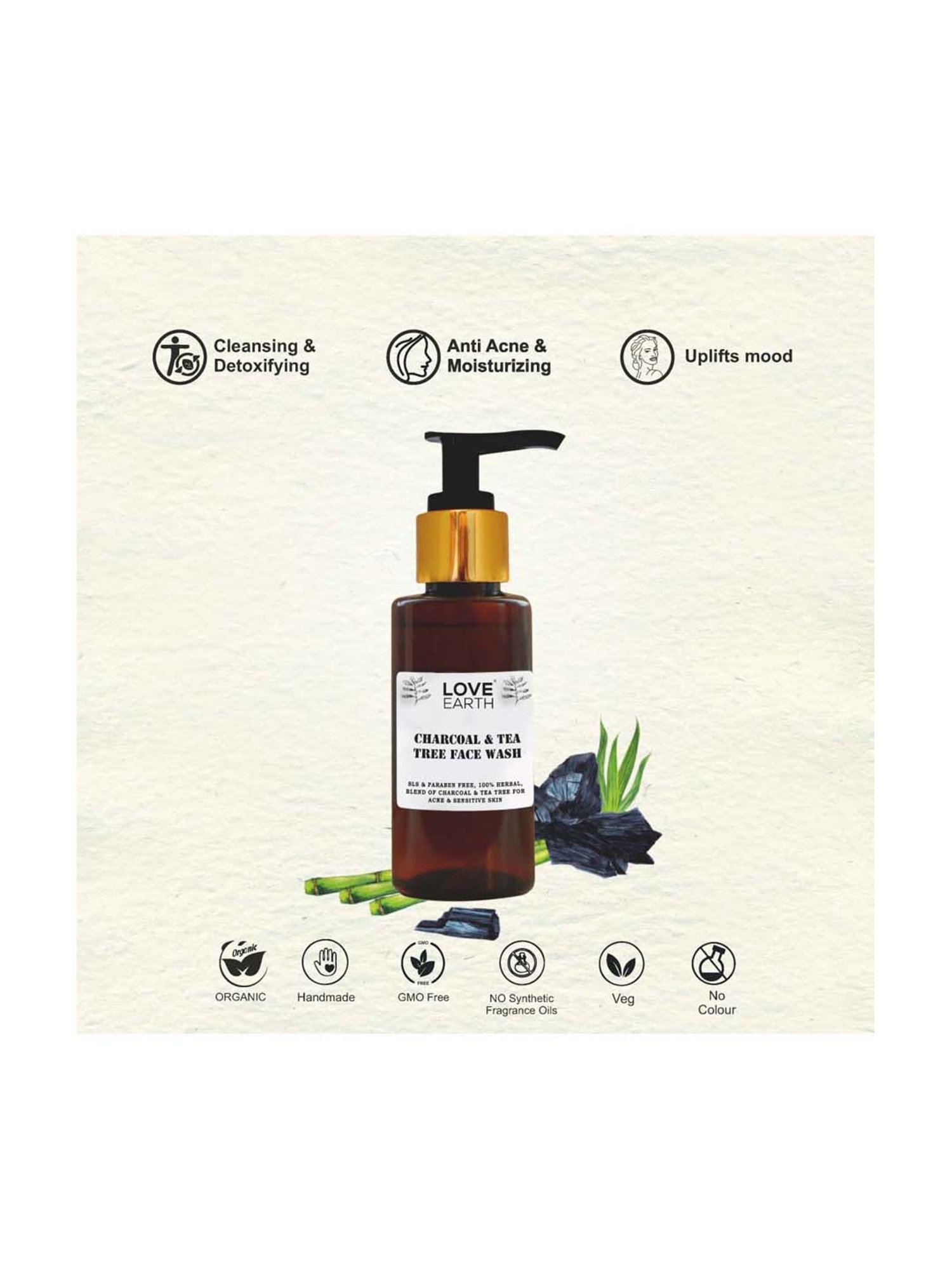Love Earth Charcoal Tea Tree Face Wash - 100 ml