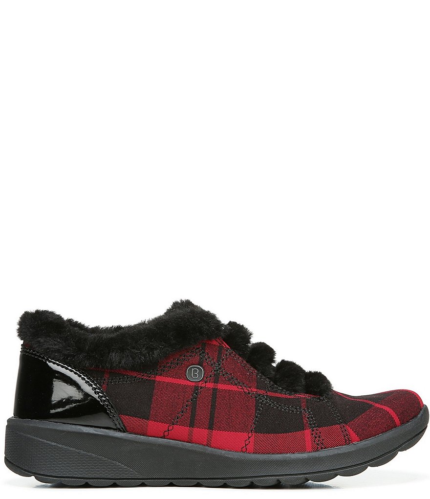 Bzees Premium Golden Plaid Faux Fur Lined Wedge Booties