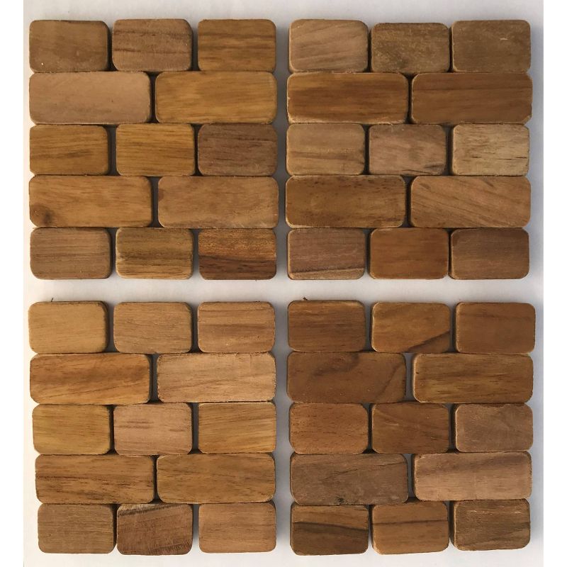 4pk Teak Wood Coasters - Hip-o Modern Living