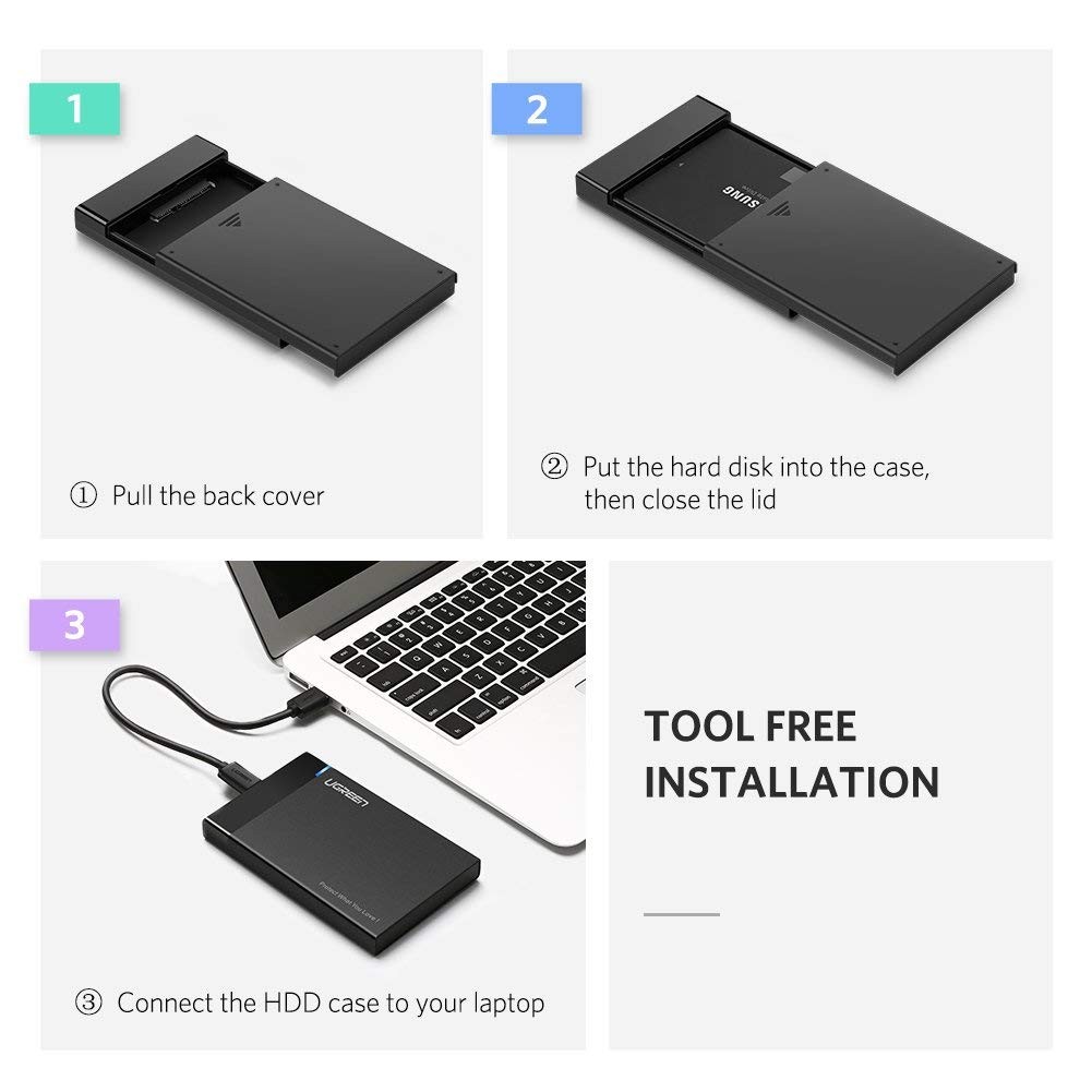 Wanmingtek USB3.0 HDD Case SATA USB3.0 External Hard Drive Case Enclosure Support UASP Max 6TB for 2.5 SSD SATA Seagate, WD, Toshiba