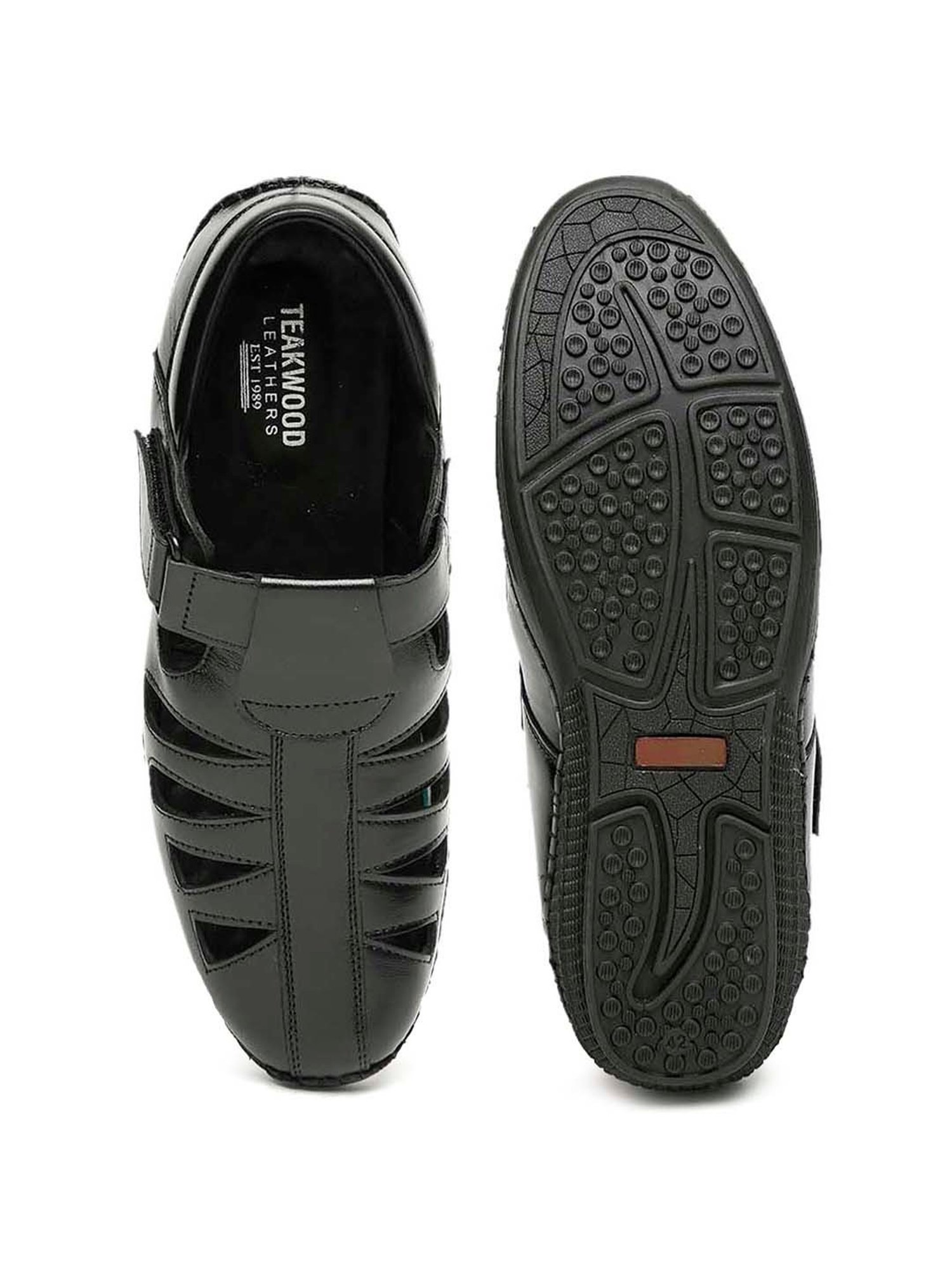 Teakwood Leathers Men's Black Fisherman Sandals