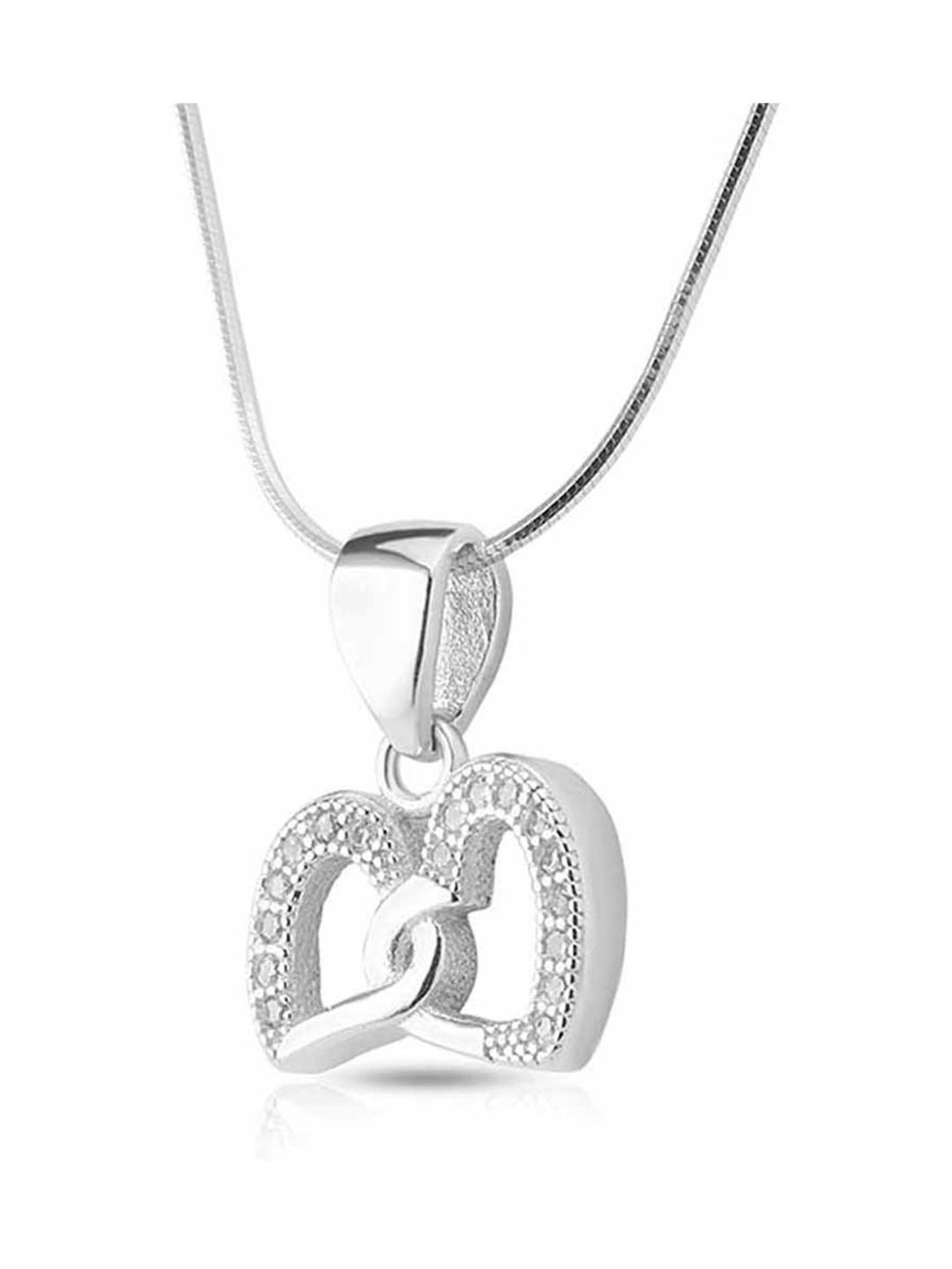 Anayra 92.5 Sterling Silver Heart Pendant with Chain for Women