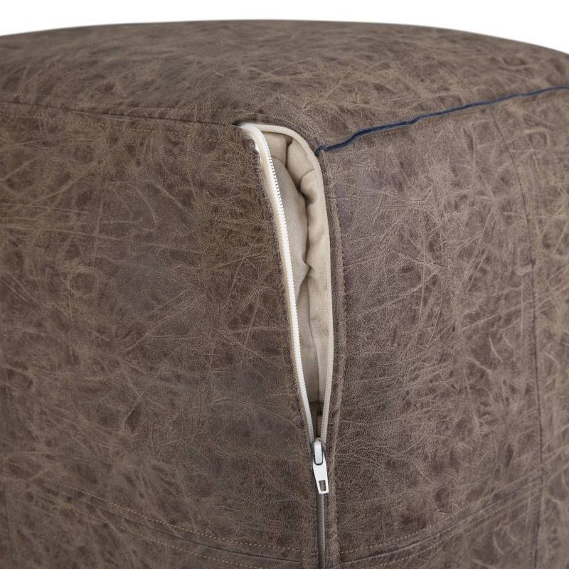 Dante Square Pouf Distressed Brown - WyndenHall