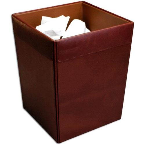 A3003 9 1/2 x 9 1/2 x 12 Square Waste Basket Mocha Leather