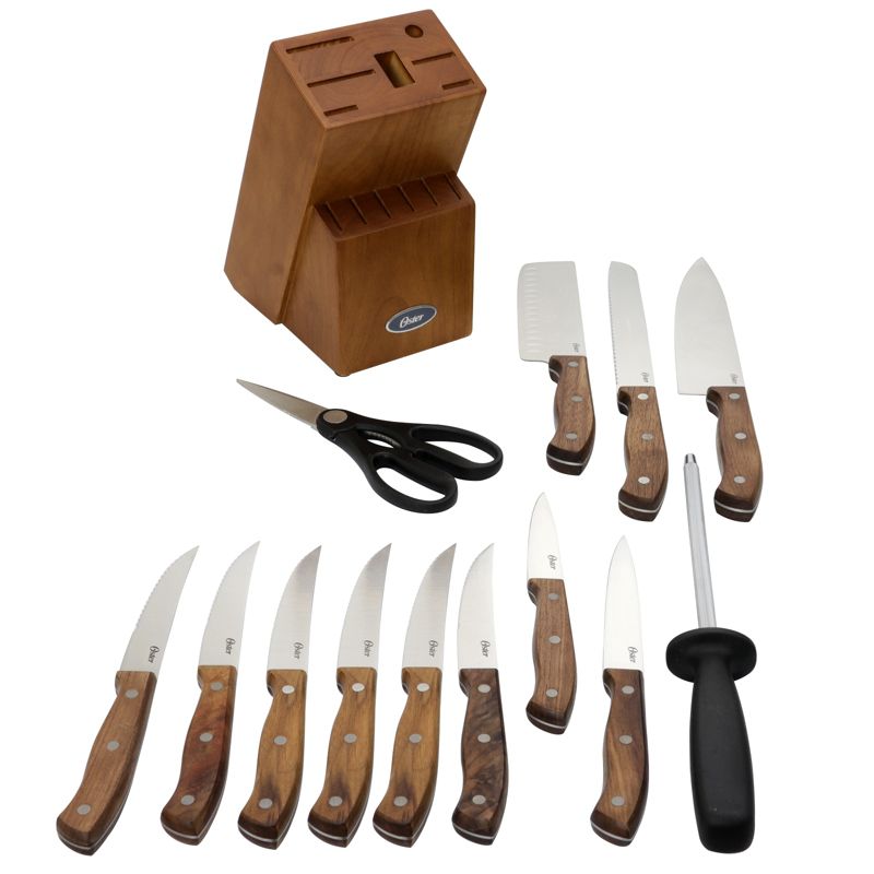 Oster Whitmore 14 Piece Stainless Steel Blade Cutlery Set with Walnut Handle