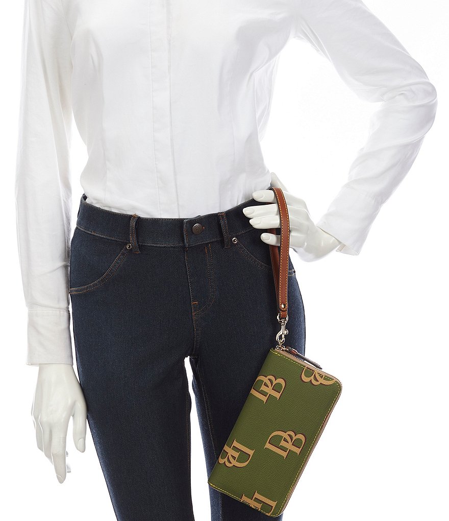 Dooney & Bourke Signature Monogrammed Collection Large Zip Around Wristlet