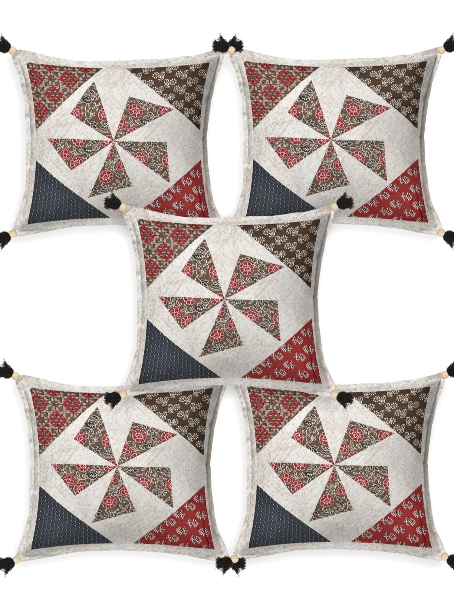Living Roots Jaipuri Multicolor Cotton Cushion Covers - Set of 5