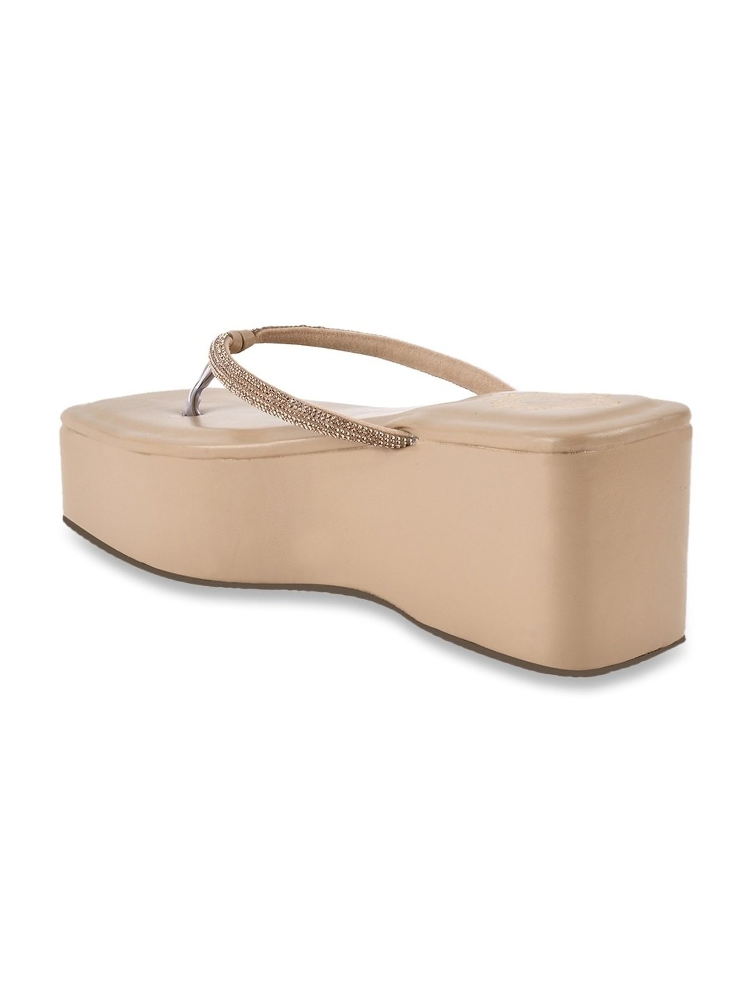 Shoetopia Women's Beige Thong Sandals
