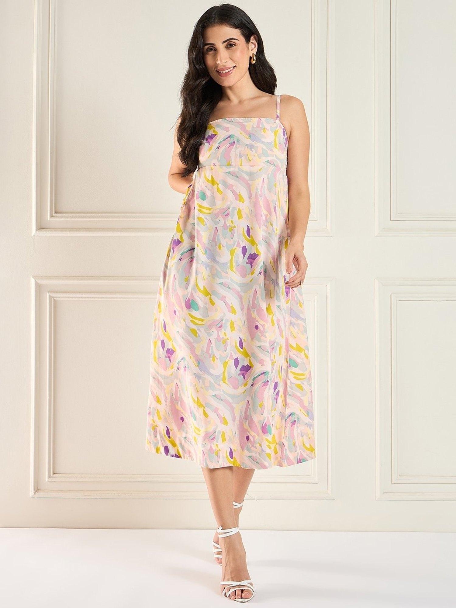 Magre Multi Print Midi Dress