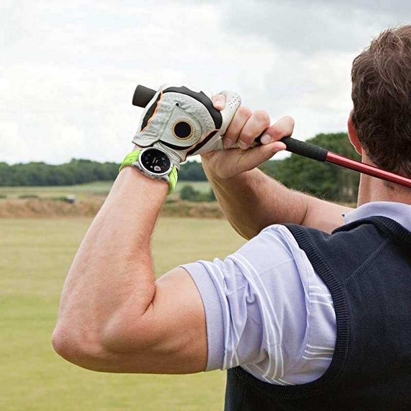 Compatible with Fenix 5S Plus Band Silicone Sport Watch Bands for Fenix 5S/Fenix 5S Plus/Fenix 6S/Fenix 6S Pro/D2 Delta S Smartwatch-Silver Buckle(Black)