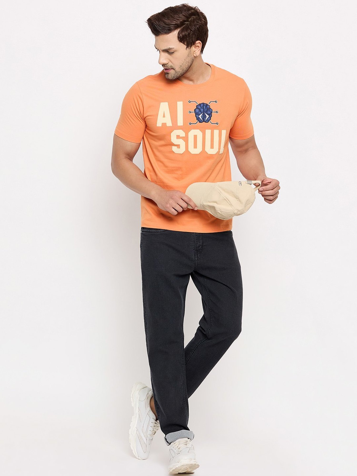 Duke Peach Slim Fit Printed T-Shirt