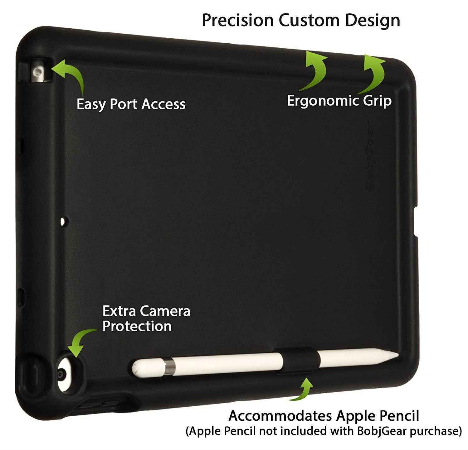 BobjGear Bobj Rugged Case for iPad 2018 6th Generation 9.7 inch - BobjBounces Kid Friendly (Bold Black)