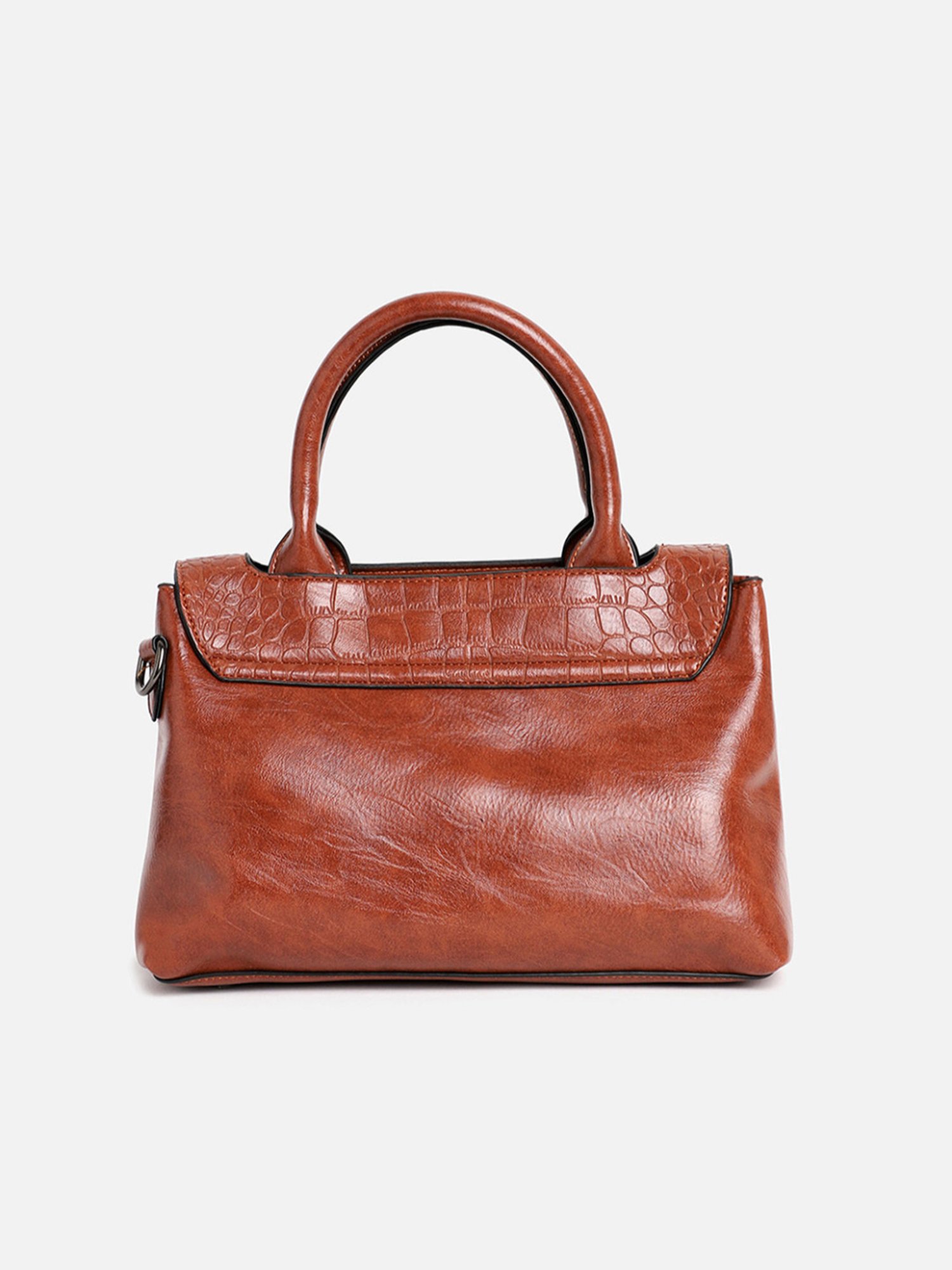 HauteSauce Brown Textured Medium Handheld Handbag