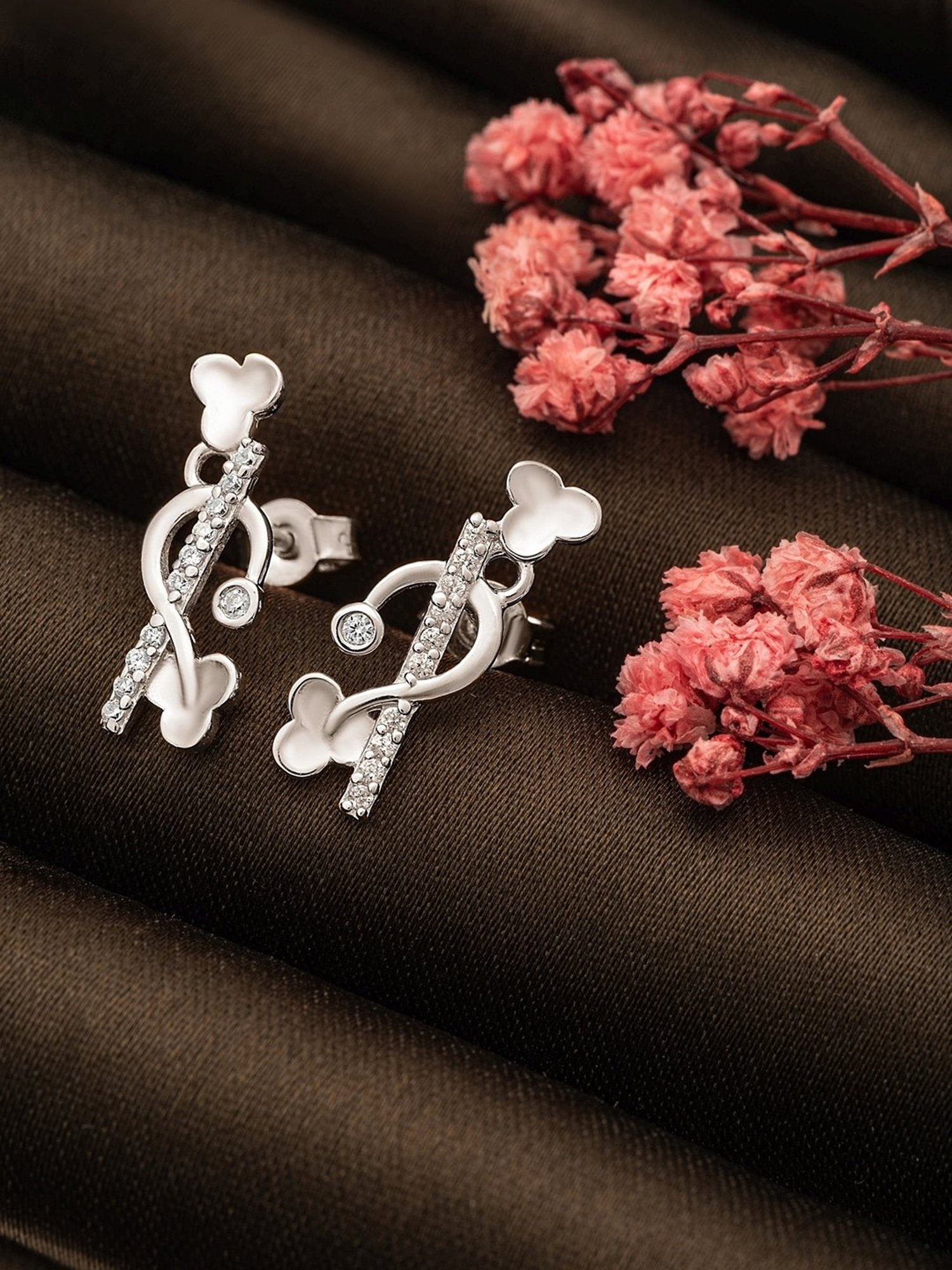 Silberry 92.5 Sterling Silver Aashi's Crystal Stud Earrings for Women