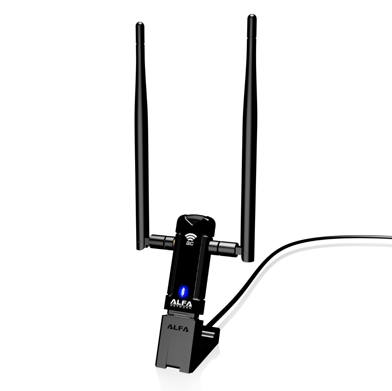 Alfa Long-Range Dual-Band AC1200 Wireless USB 3.0 Wi-Fi Adapter w/2x 5dBi External Antennas - 2.4GHz 300Mbps / 5Ghz 867M