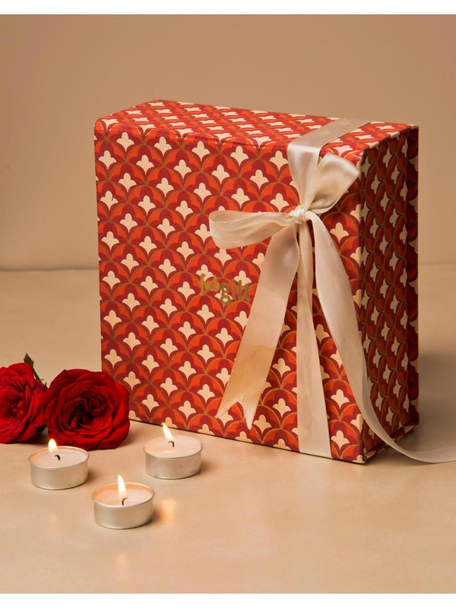 Fabindia Gulmohar Red Paper Embroidered Gift Box