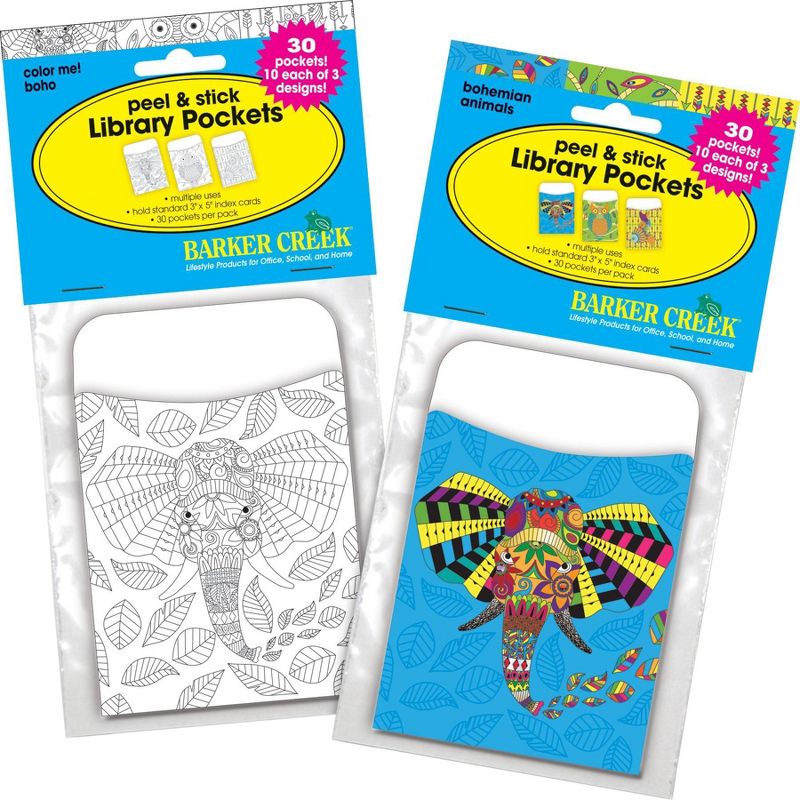 Barker Creek 60pc Bohemian Animals Peel and Stick Pockets Multi Design Set