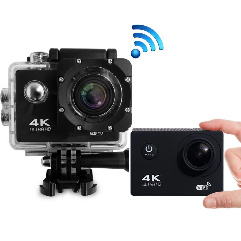Waterproof HD sports camera, 1080P full 170&deg; wide angle gopro4K HD sports camera with WIFI transport 30 meters waterproof--white