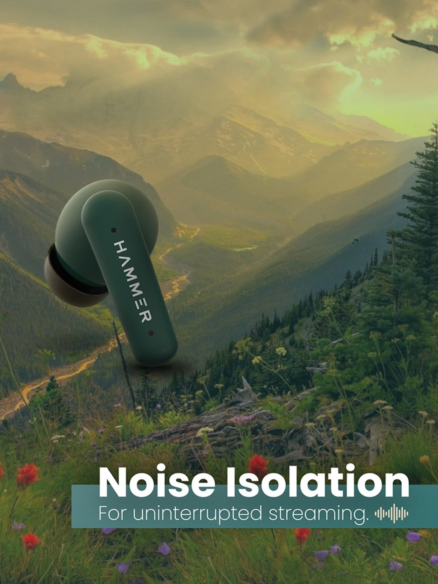 Hammer Airflow Plus TWS Earbuds with Smart Touch Control (Emerald Green)