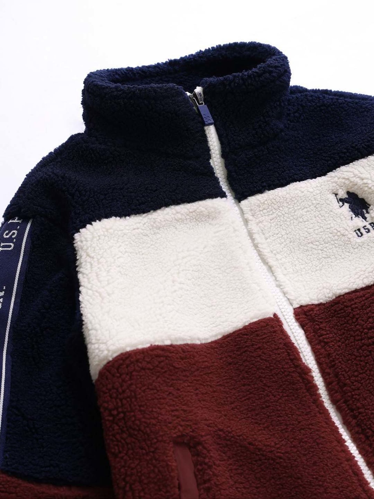 U.S. Polo Assn. Kids Red Self Design Full Sleeves Jacket