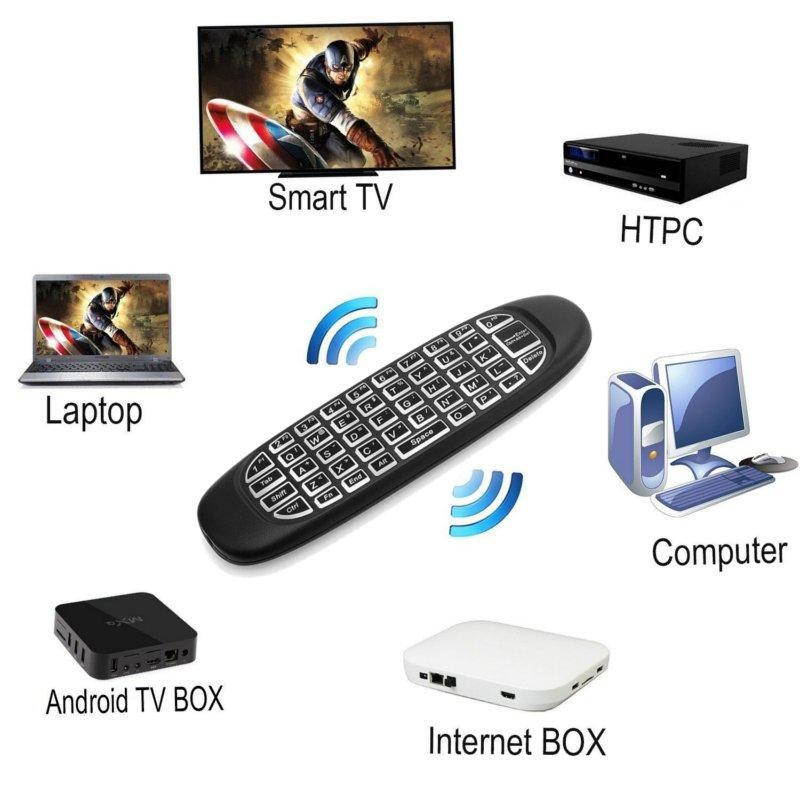 2.4G Wireless Backlight Air Mouse Keyboard For Android TV Box Laptop PC Windows Macbook OS -