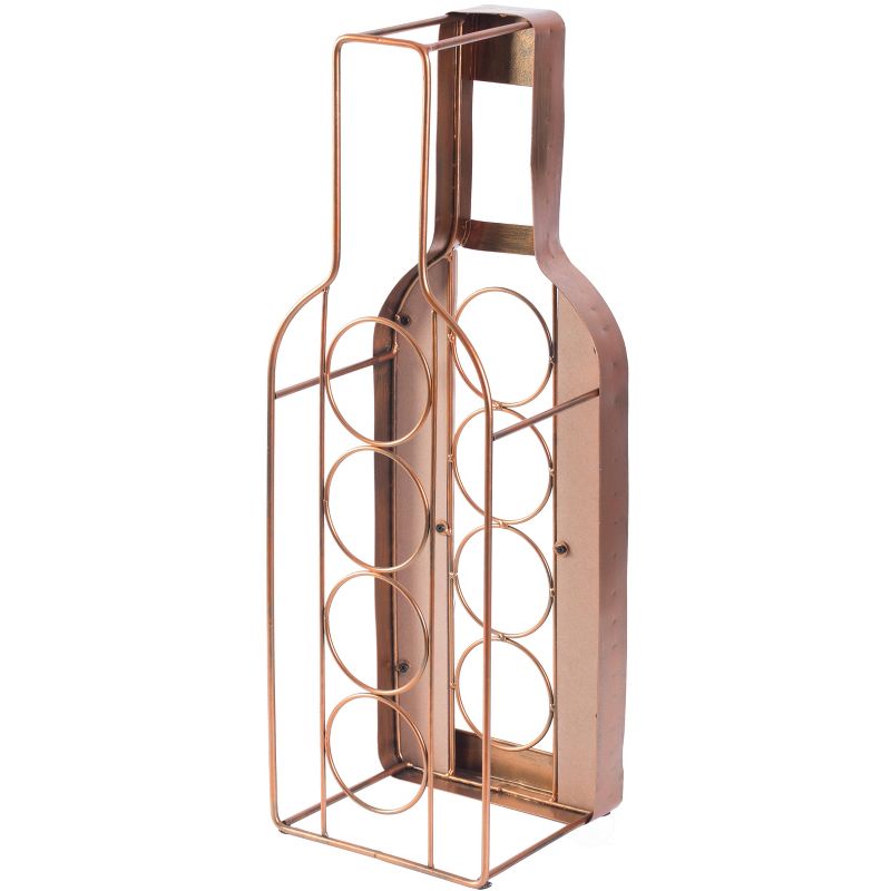 Vintiquewise Vintage Decorative Metal Bottle Shaped Freestanding 4 Wine Bottle Holder