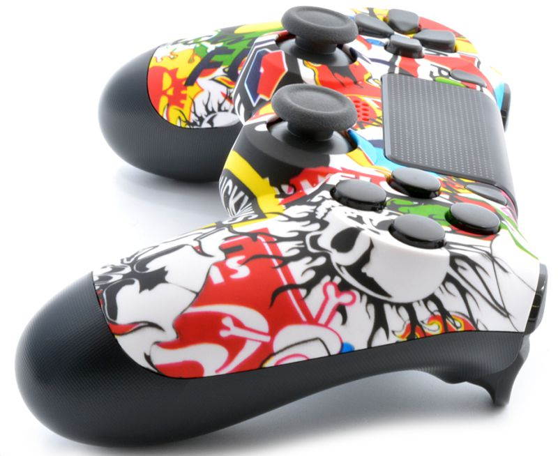 "Soft Touch Sticker Bomb" Ps4 PRO Rapid Fire Custom Modded Controller 40 Mods for COD BO3, Infinite Warfare, Destiny, Quick Scope Auto Run Sniper Breath & More with Custom Lightbar (CUH-ZCT2U)