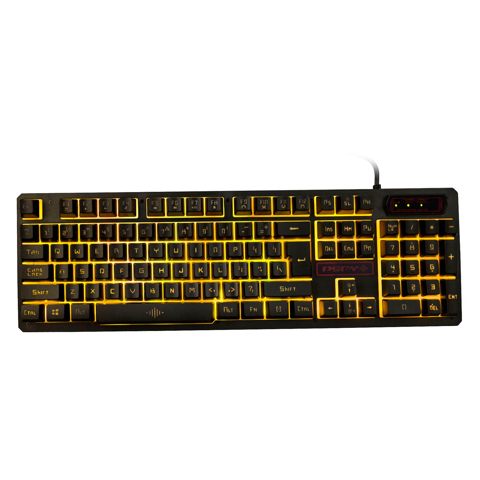 USB Wired Gaming Keyboard Yellow LED Backlight Keycaps