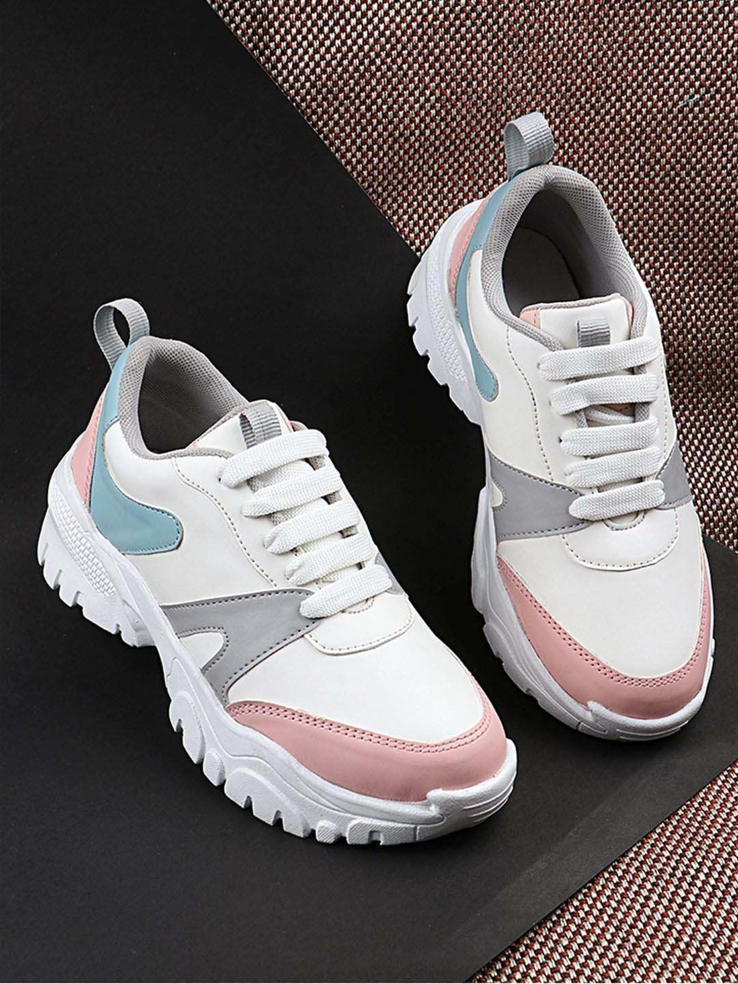 Shoetopia Kids White & Pink Walking Shoes