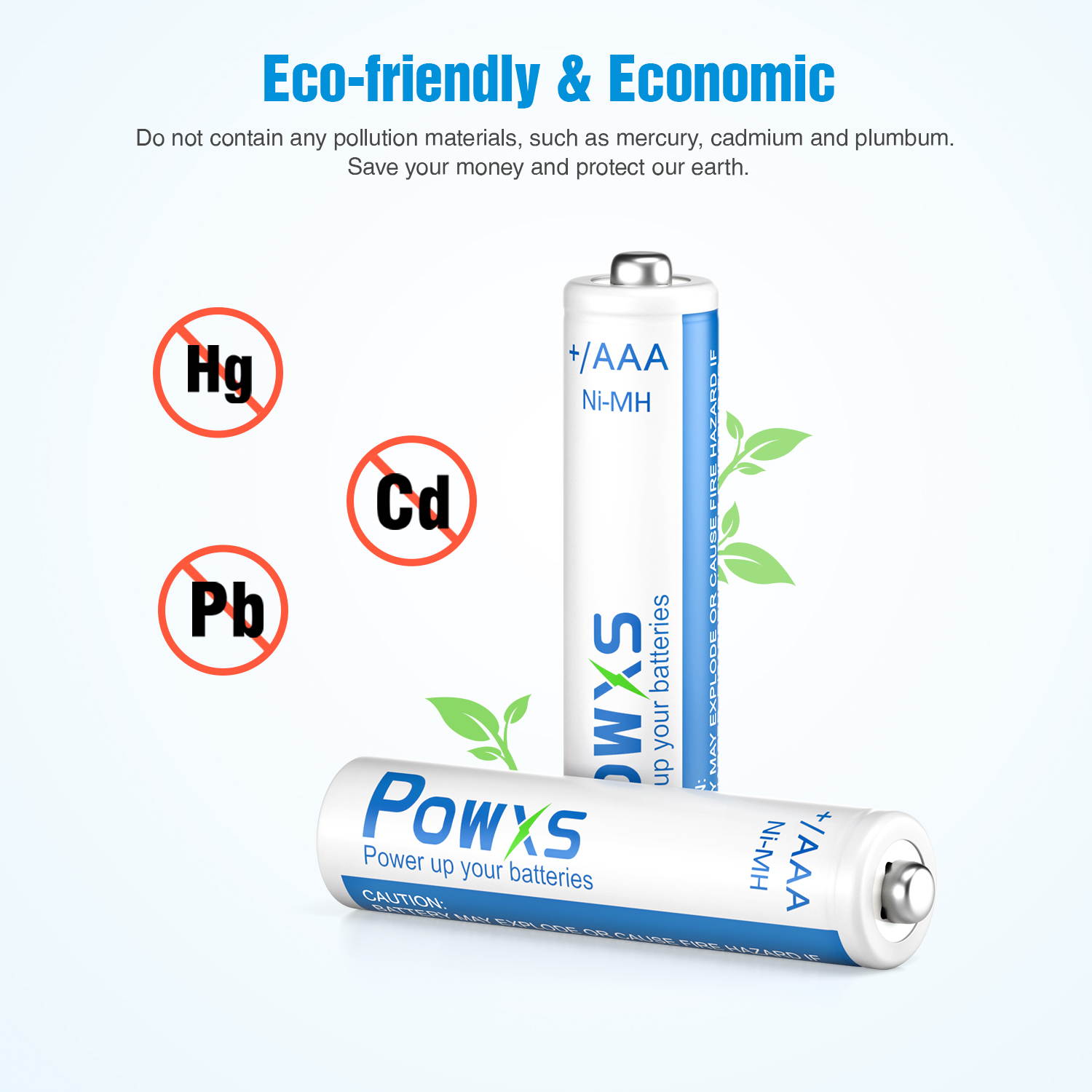 POWXS AAA Rechargeable Batteries 800mAh Pre-Charged Triple A Batteries 1.2V Long-Lasting Ni-MH AAA Size Batteries Suitable for Household - 4 Pack