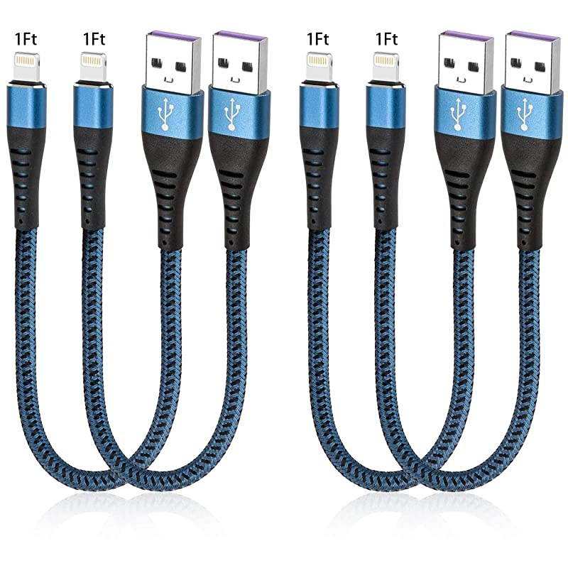 Short iPhone Charger Cable 1ft, CABEPOW 3Pack 1Foot Lightning Cable, Data Sync Fast iPhone Charging Cable Cord for iPhone 11/11 Pro /11 Pro Max/XS/XS Max/XR/X/8/8 Plus/7/7 Plus/6/6 Plus/5/SE-Blue