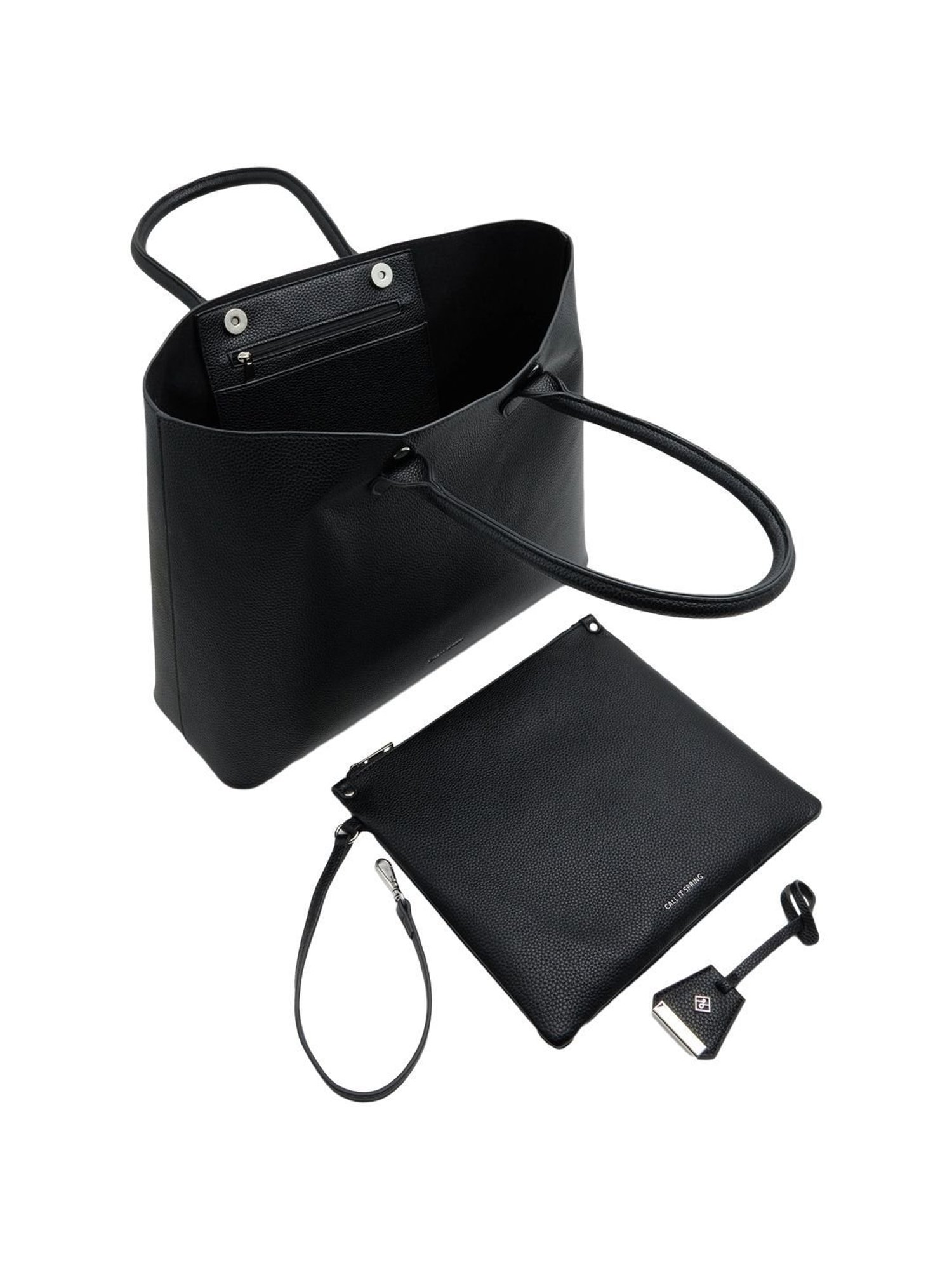 Call It Spring Black Solid Large Tote Handbag