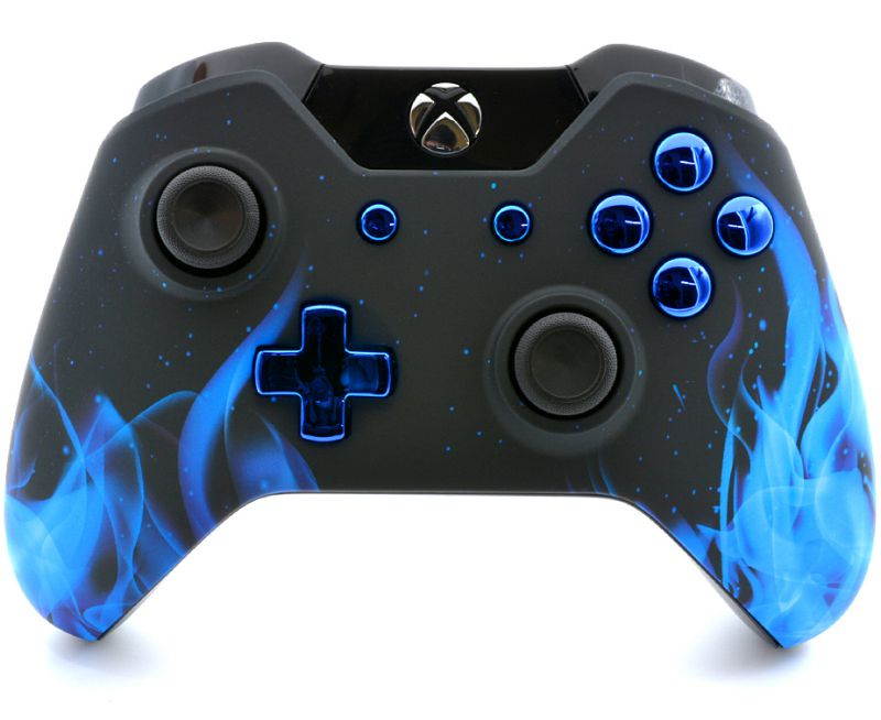 "Soft Touch Blue Fire " Xbox One Rapid Fire Custom Modded Controller for COD BO3, Destiny, GOW 4, Battlefield 1: Quick Scope, Drop Shot, Auto Run, Sniped Breath, Mimic, More (3.5 mm jack)