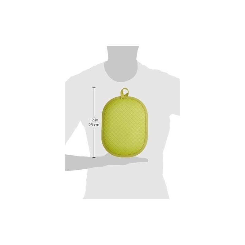 Cotton Pot Holder/Hot Pad & Trivet with Silicone Grip, Heat Resistant up to 500 Degrees, Material, 12x7.5&rdquo;, Green 2pk