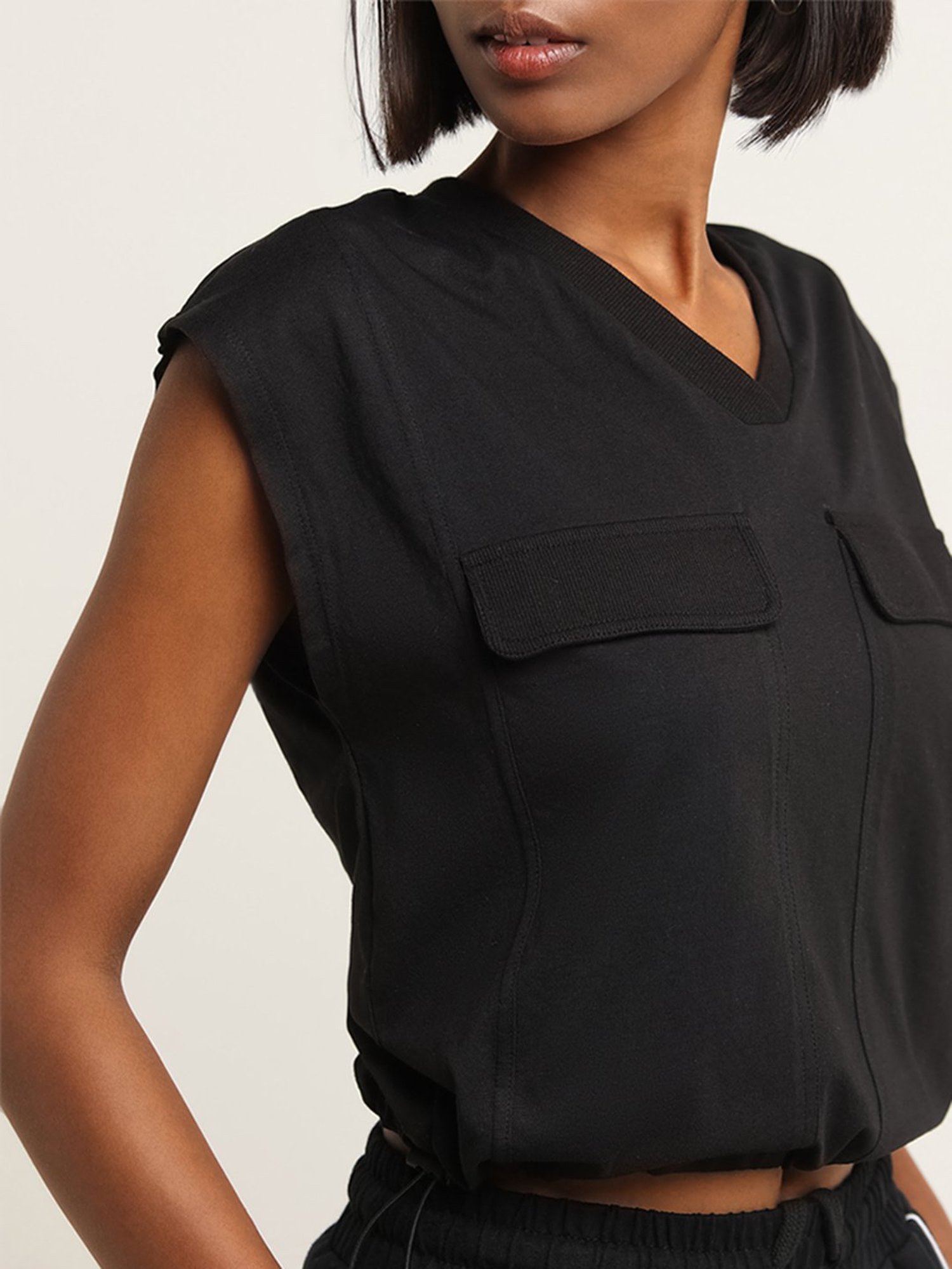 Studiofit by Westside Black V-Neck Top