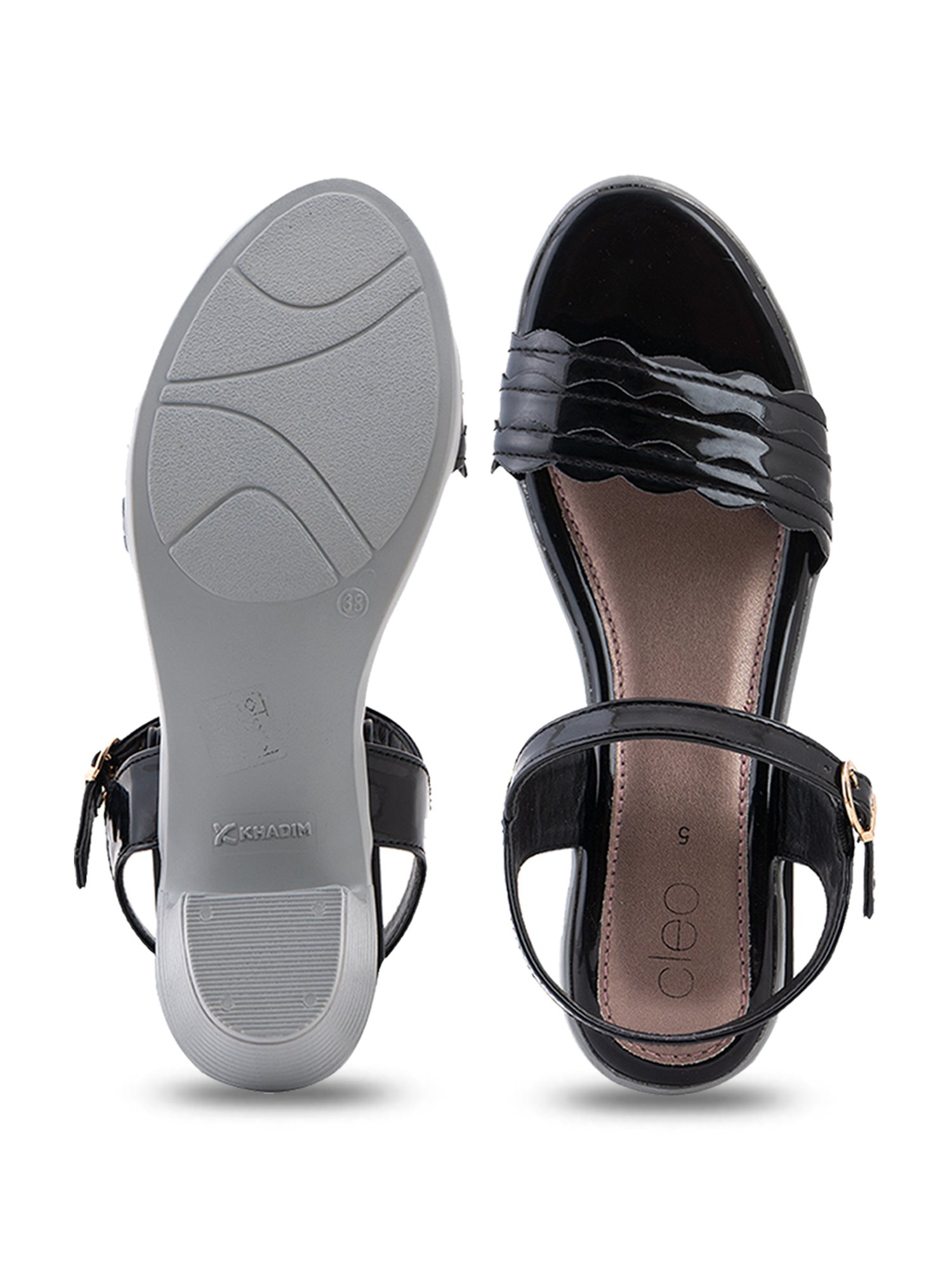 Cleo by Khadim's Women's Black Ankle Strap Sandals