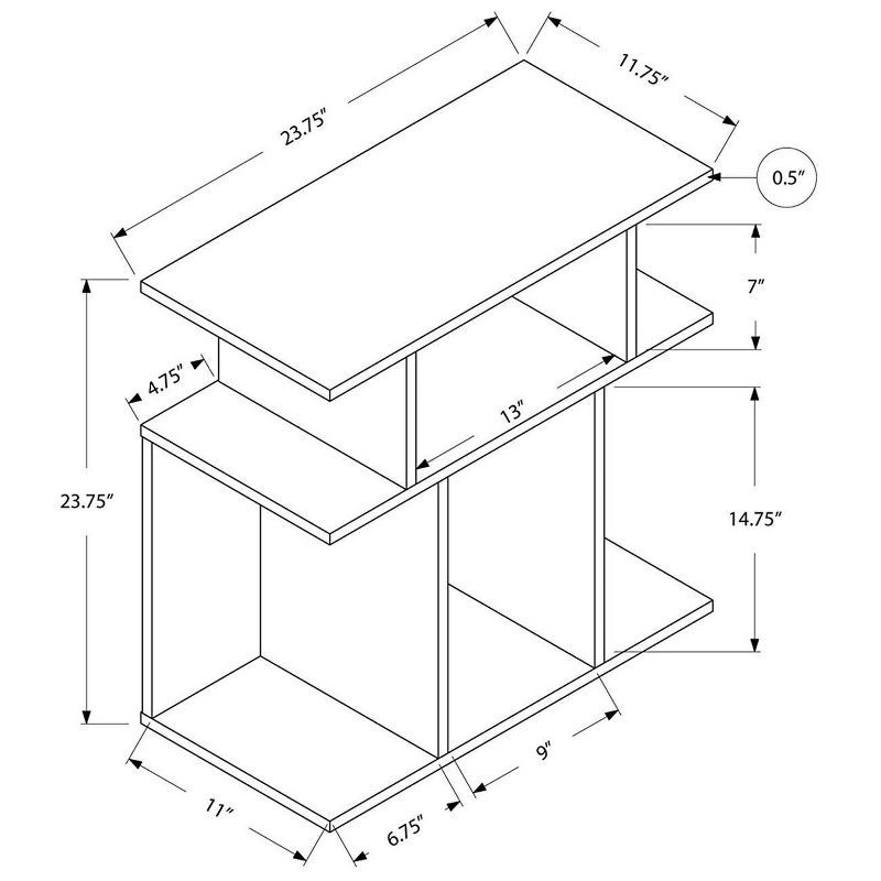 Monarch Specialties 24" Reclaimed Wood Hollow Side Accent Table, Taupe (2 Pack)