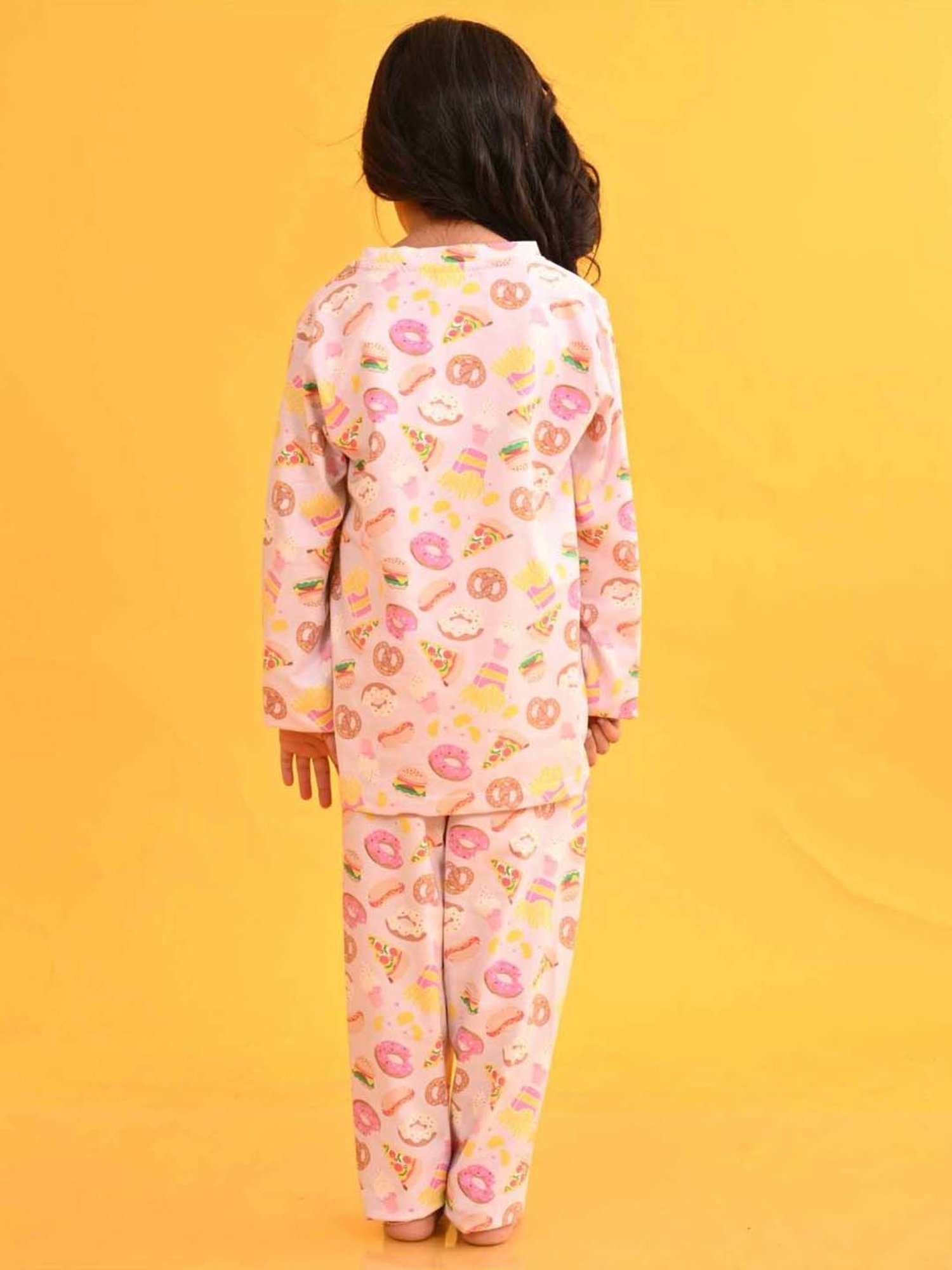 Anthrilo Kids Pink Cotton Printed Full Sleeves T-Shirt & Trouser