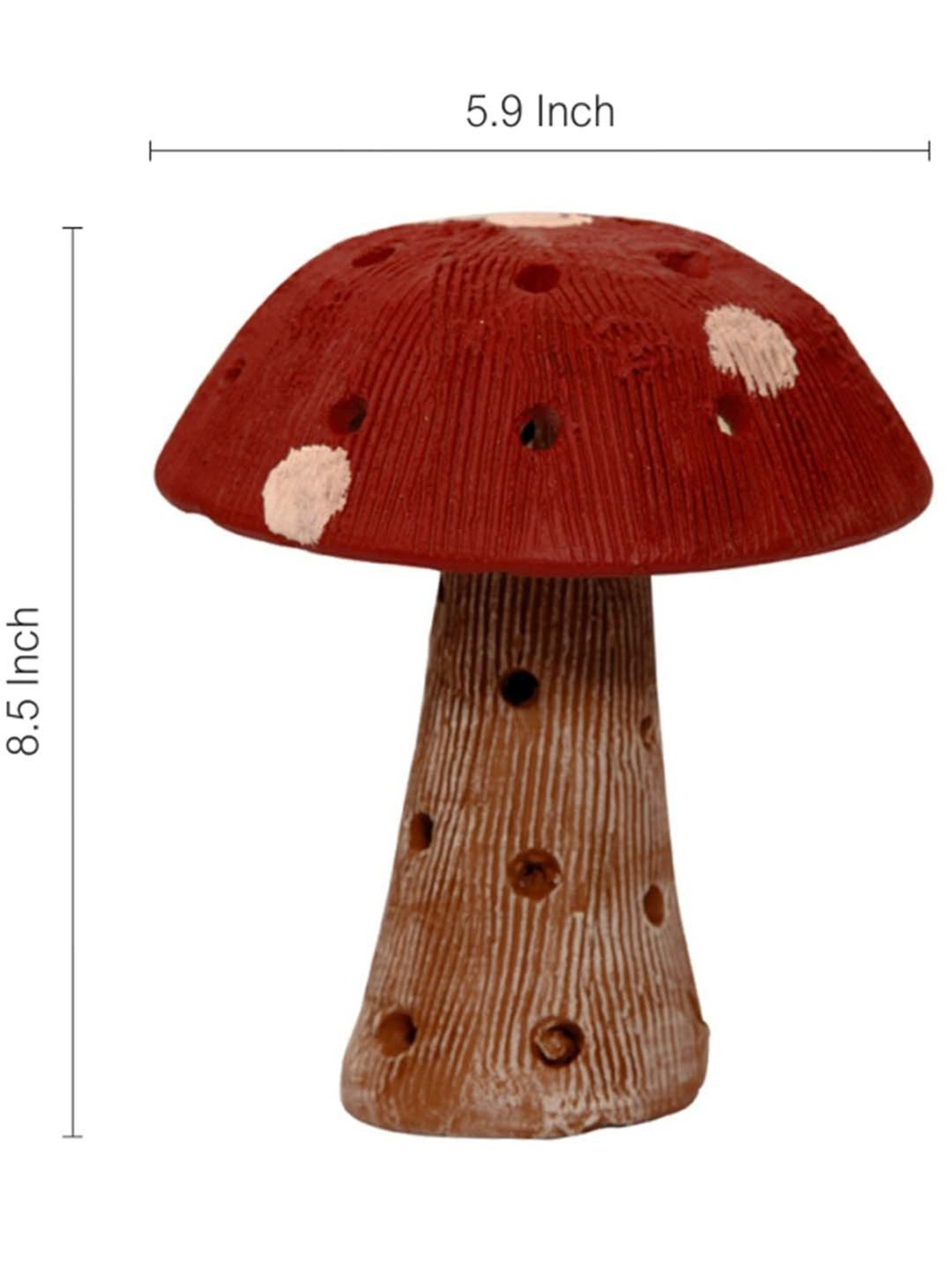 ExclusiveLane Terracotta Handpainted Garden Mushroom Set In Red