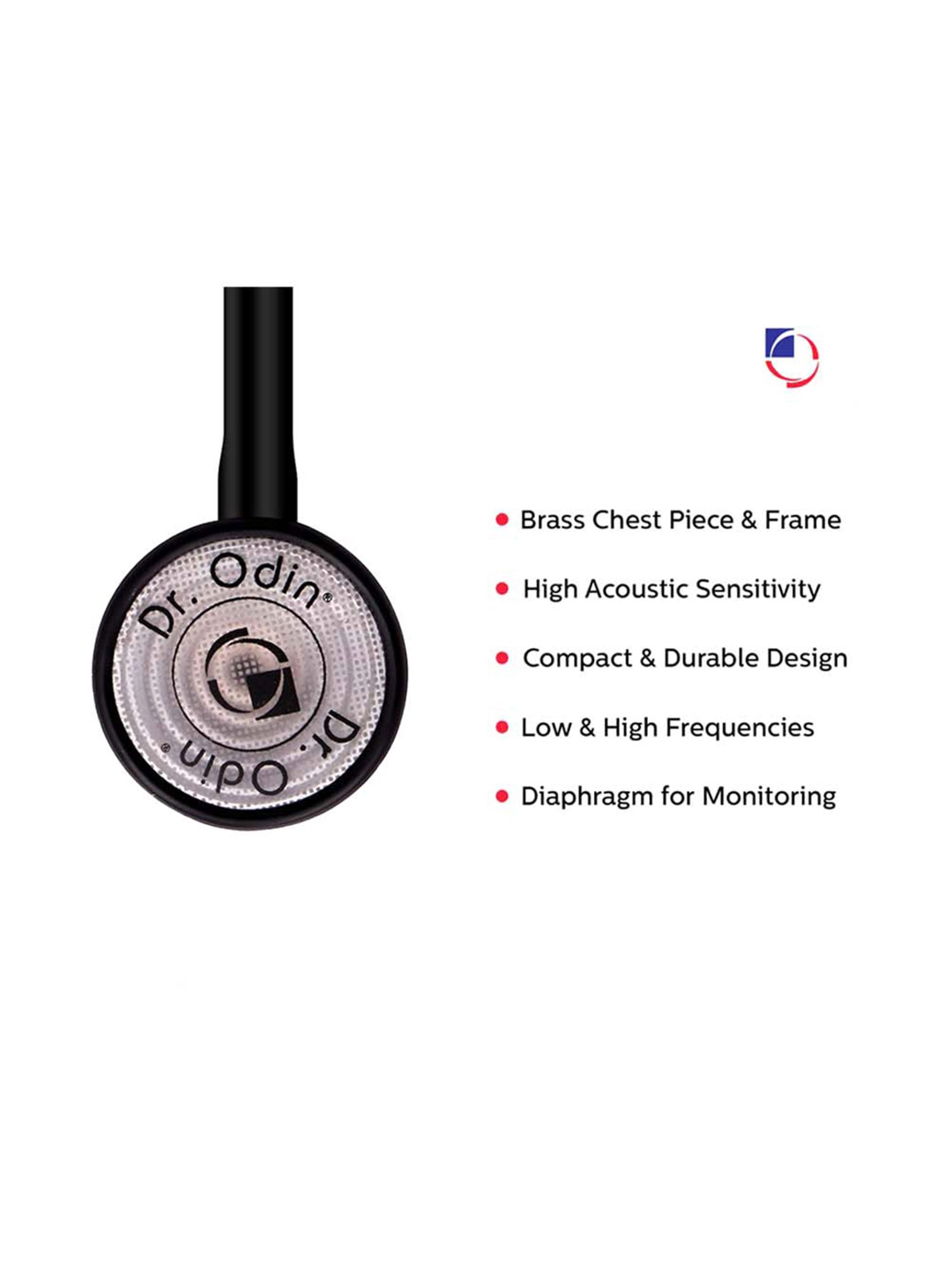 Dr. Odin Premium Brass Frame Stethoscope (Black)