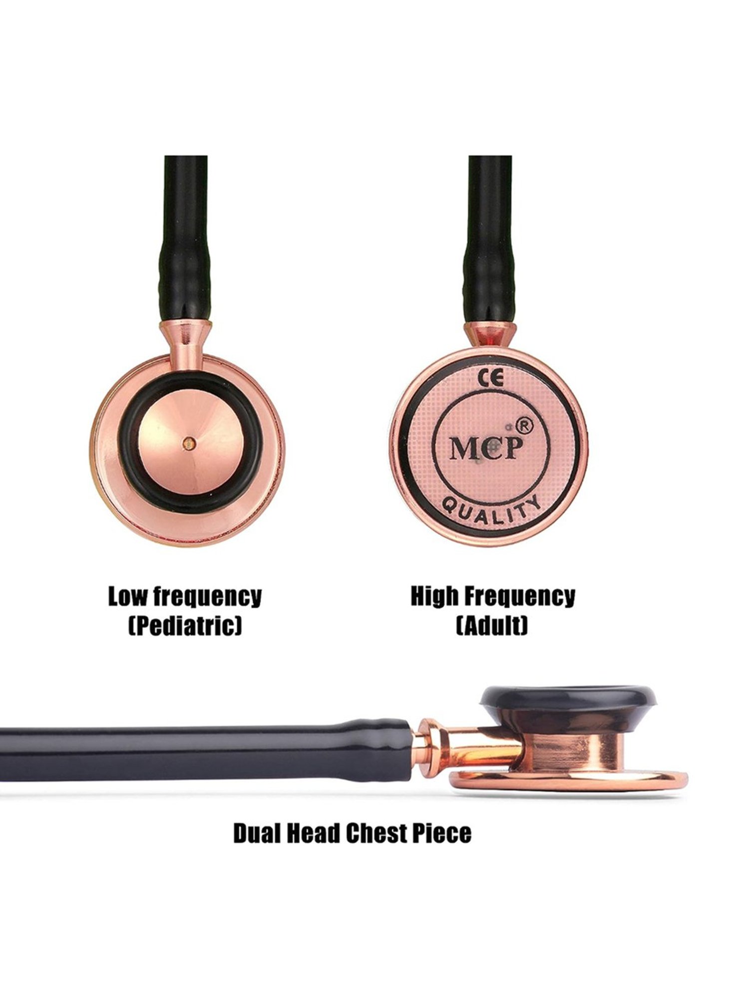 MCP Premium Gold plated Stethoscope For Doctors, Medical Students and Nurses (Rose Gold/Black)