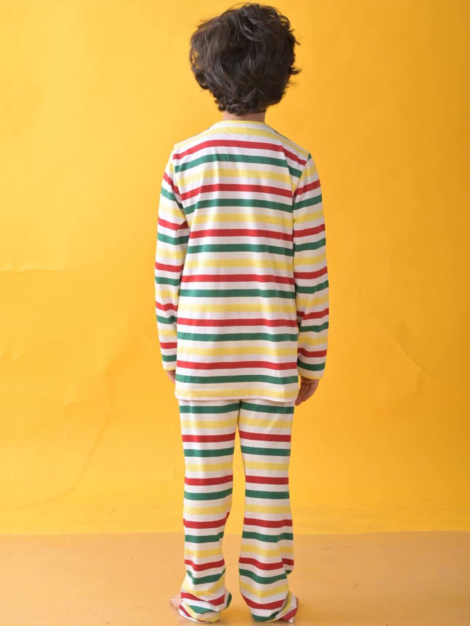 Anthrilo Kids Multicolour Cotton Striped Full Sleeves T-Shirt & Trouser