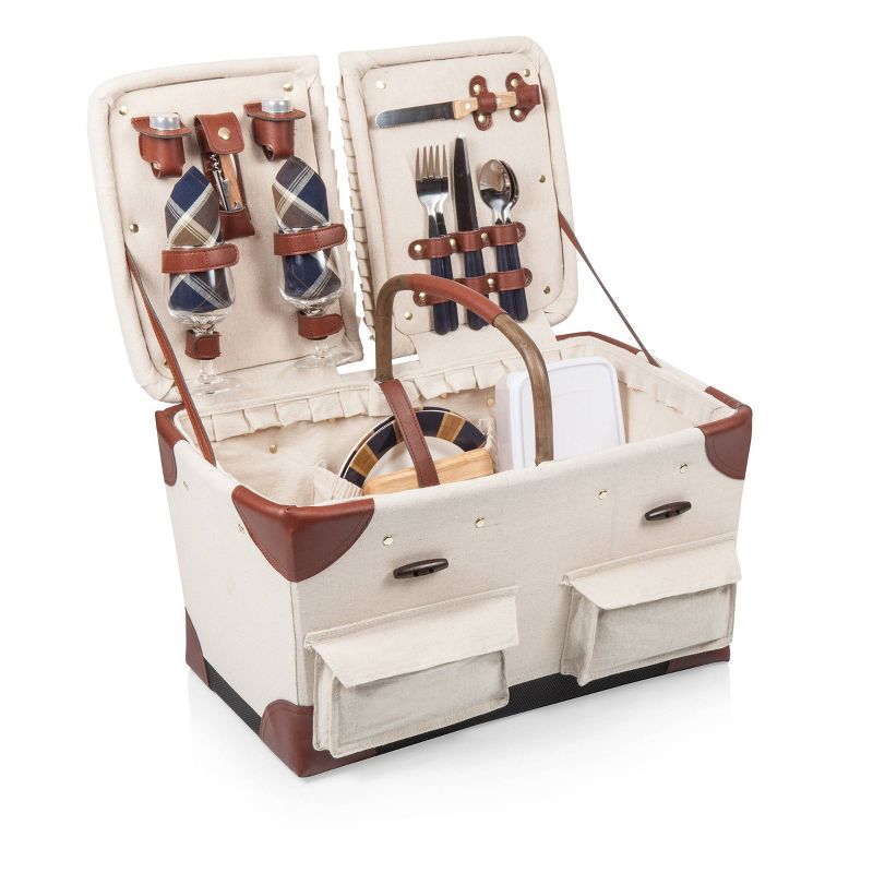 Picnic at Ascot Insulated Picnic Basket/Cooler Fully Equipped with Service for 2 - Trellis Green