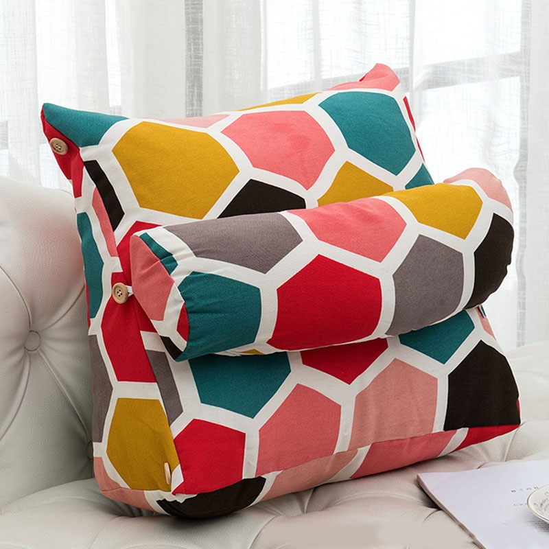 Pillow Triangle Cushion Plain Large Pillow Cotton Linen Backrest Tournure For Office Chair Home  10
