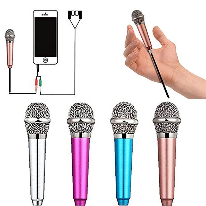 Microphone,Singing Mic Equipment,Beautiful Vocal Quality,Type Space Saving,Metal Frothing Process,3.5mm Audio Connector,Suitable for Laptop, iPhone, Android Phone (Golden)