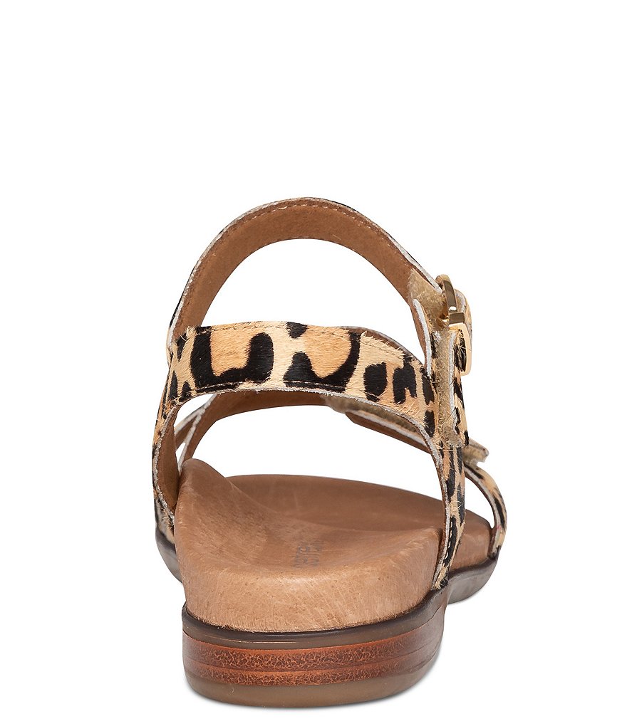 Aetrex Tia Leopard Print Leather Strappy Sandals