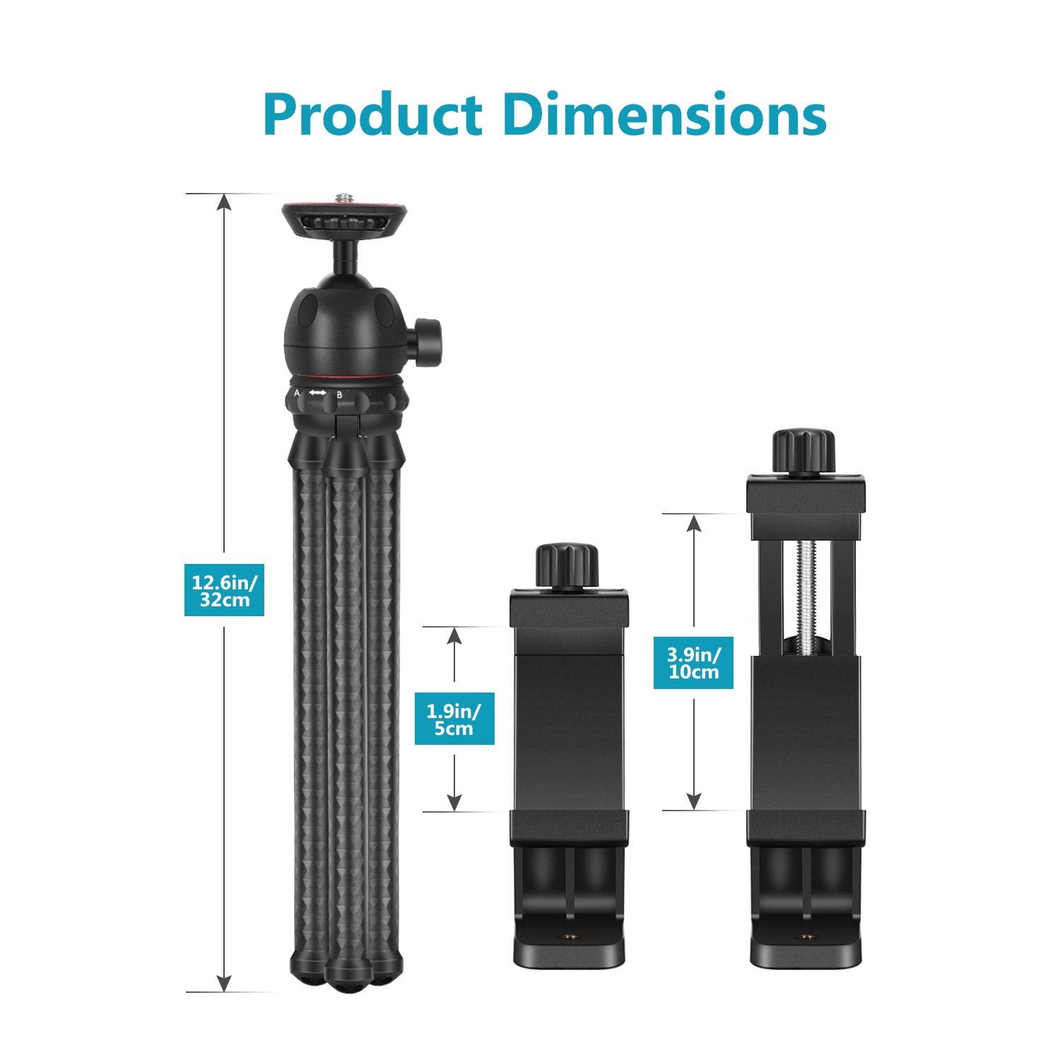 Neewer 12 inches Flexible Tripod with 1/4-inch Screw Mount and Ball-Head 360 Degree Rotatable Phone Clip for iPhone Samsung Huawei Smart Phone and DSLR Camera for Photo Video Photography