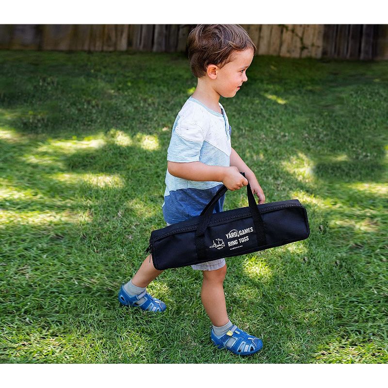 Yard Games Portable On the Go Outdoor Playground Wooden Frame 5 Rope Ring Toss Lawn Party Game with Nylon Carrying Case and Color Weighted Markers