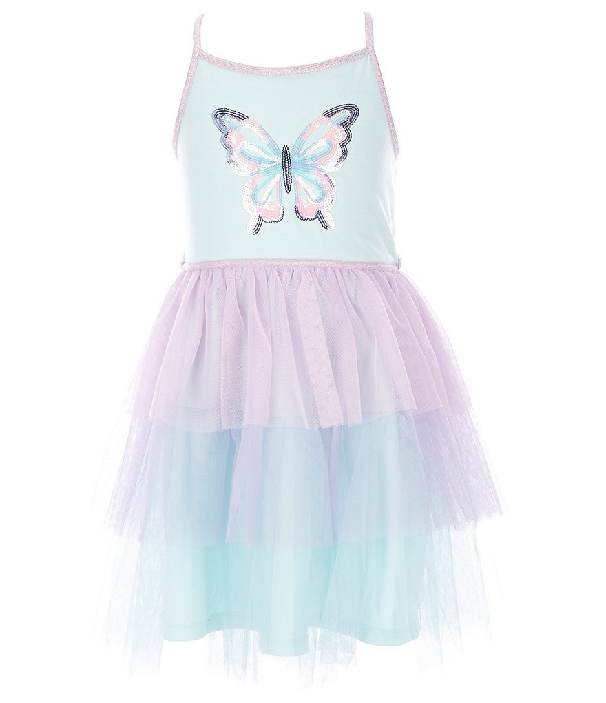 Zunie Little Girls 2T-6X Sequin Butterfly Tiered-Mesh Tutu Dress