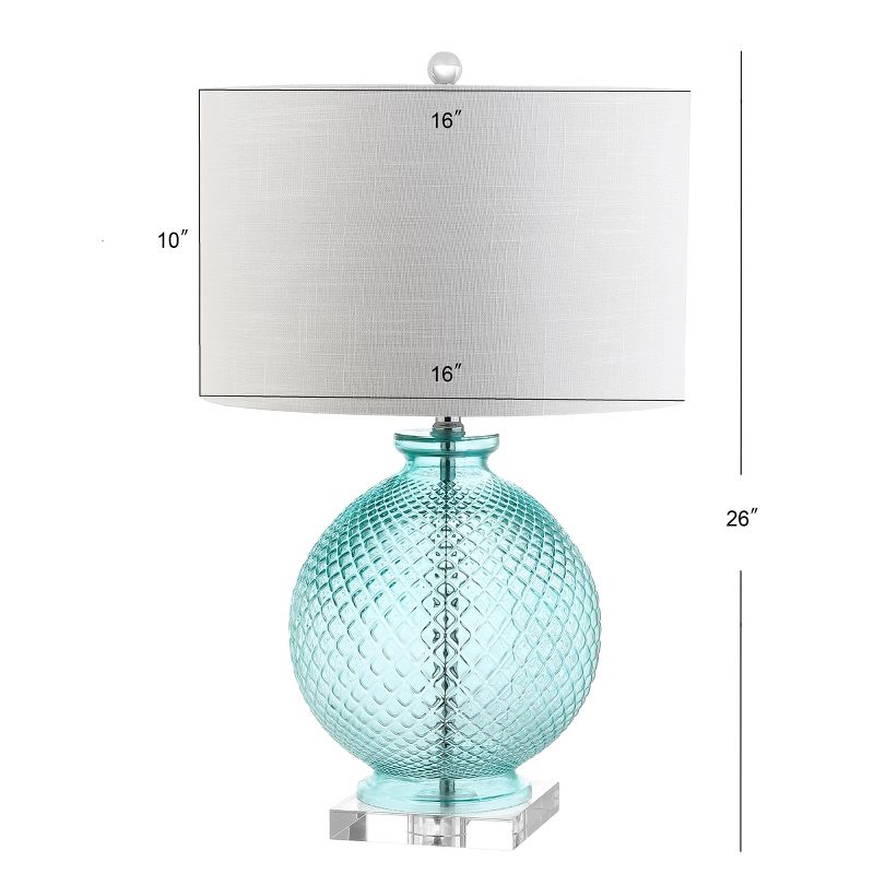 26" Glass and Crystal Estelle Table Lamp (Includes LED Light Bulb) Blue - JONATHAN Y